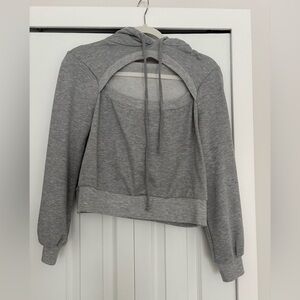 Gray Women's Hoodie with Cut Out